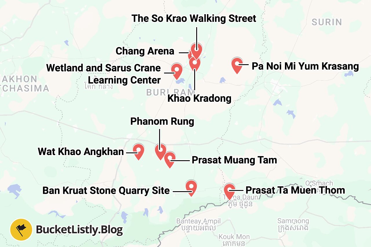 Buriram Things to Do Map
