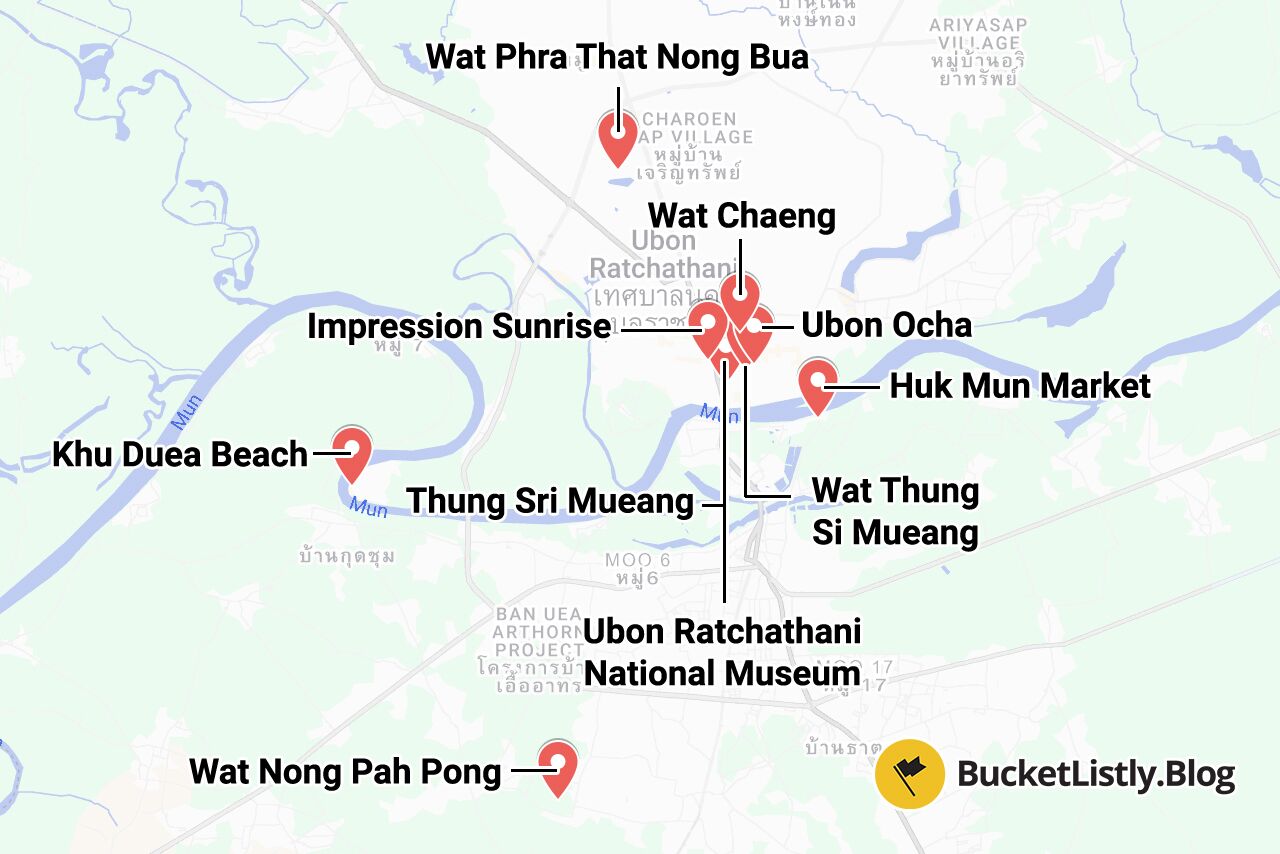 Ubon City Things to Do Map