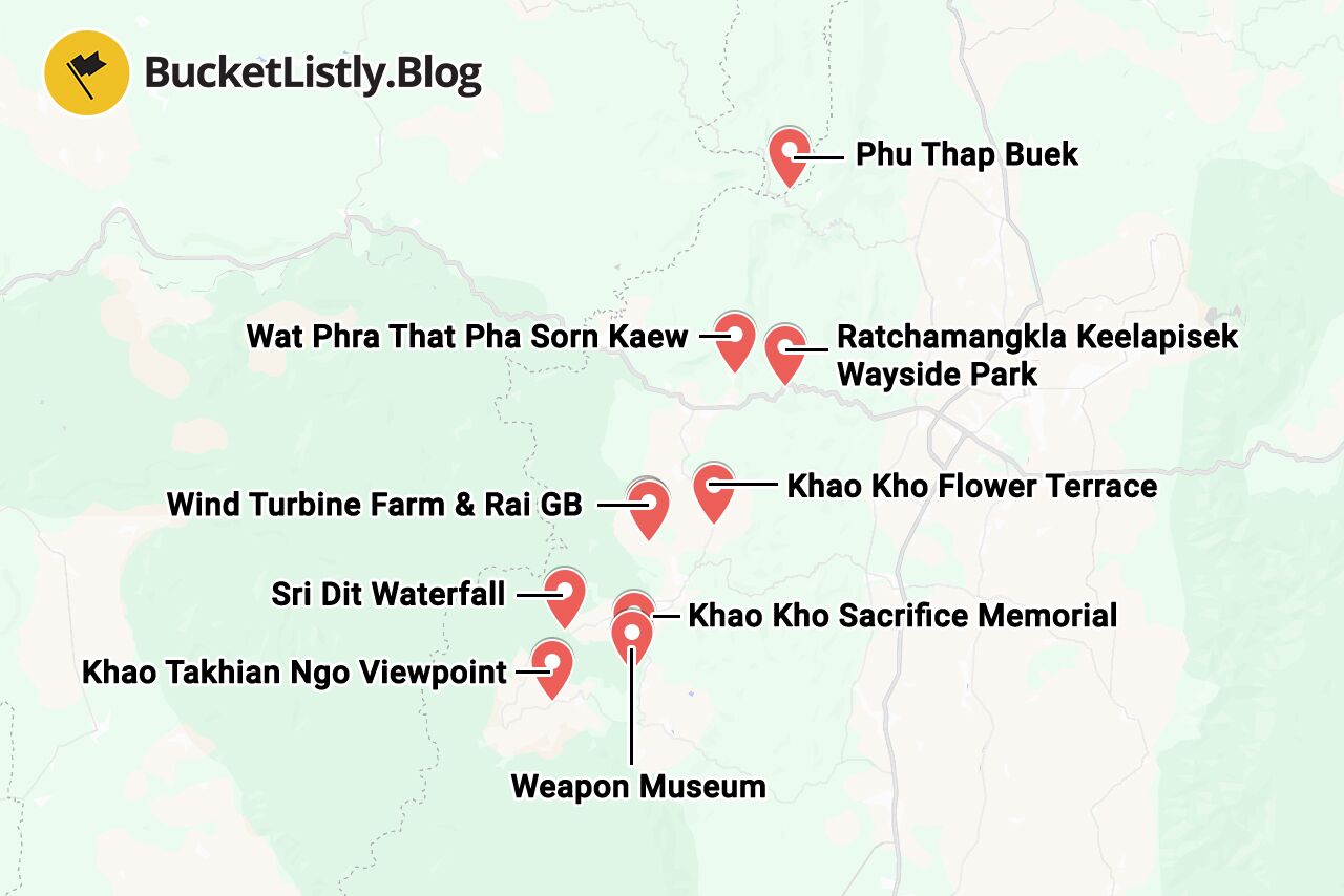 Khao Kho Things to Do Map