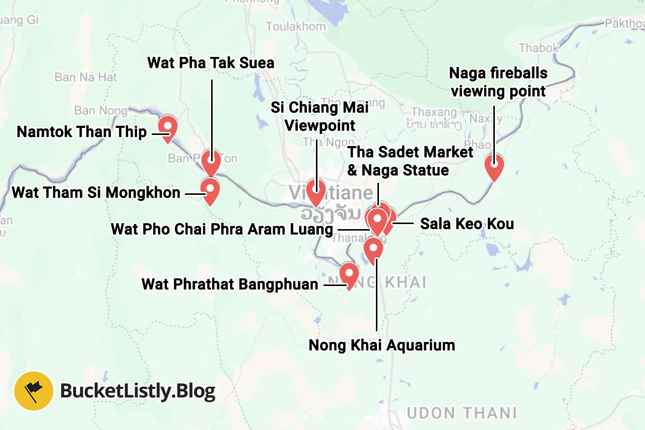 Nong Khai Things to Do Map