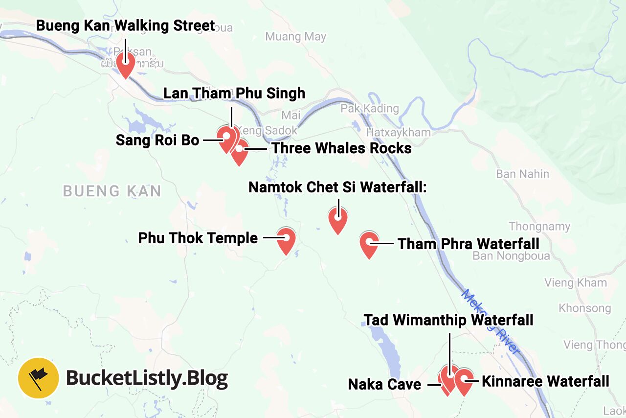 Bueng Kan Things to Do Map