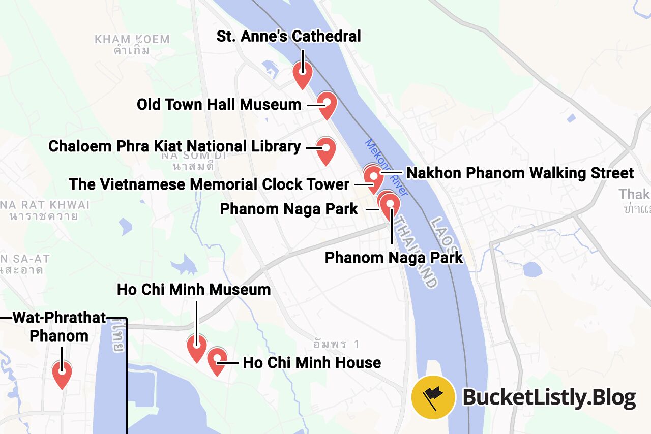 Nakhon Phanom Things to Do Map