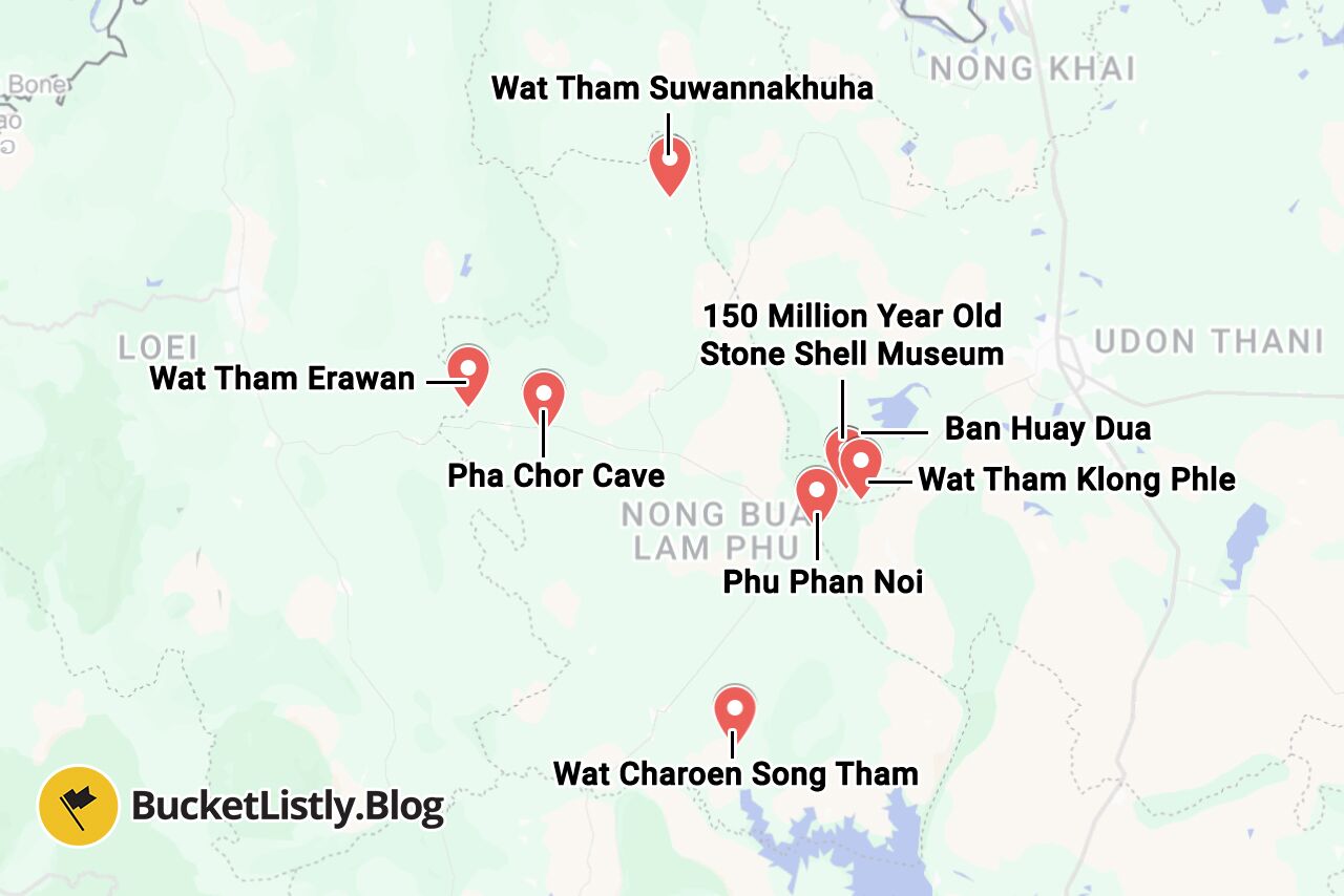 Nong Bua Lamphu Things to Do Map