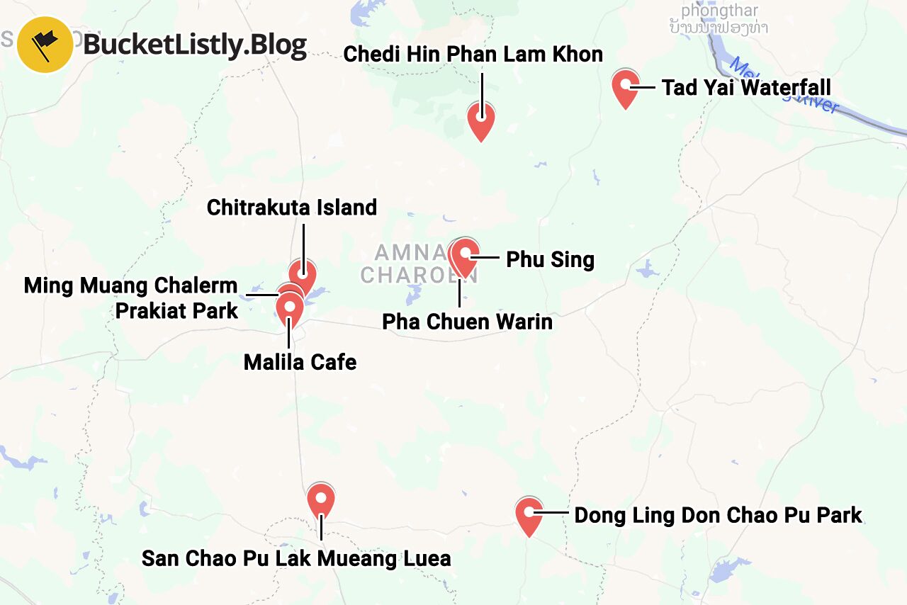 Amnat Charoen Things to Do Map