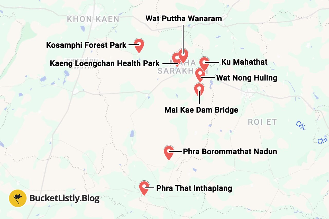 Maha Sarakham Things to Do Map
