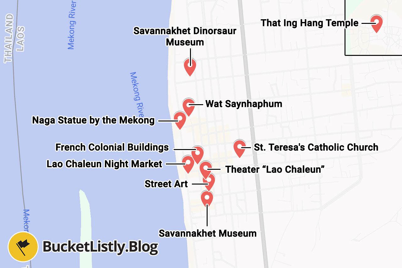 Savannakhet Things to Do Map