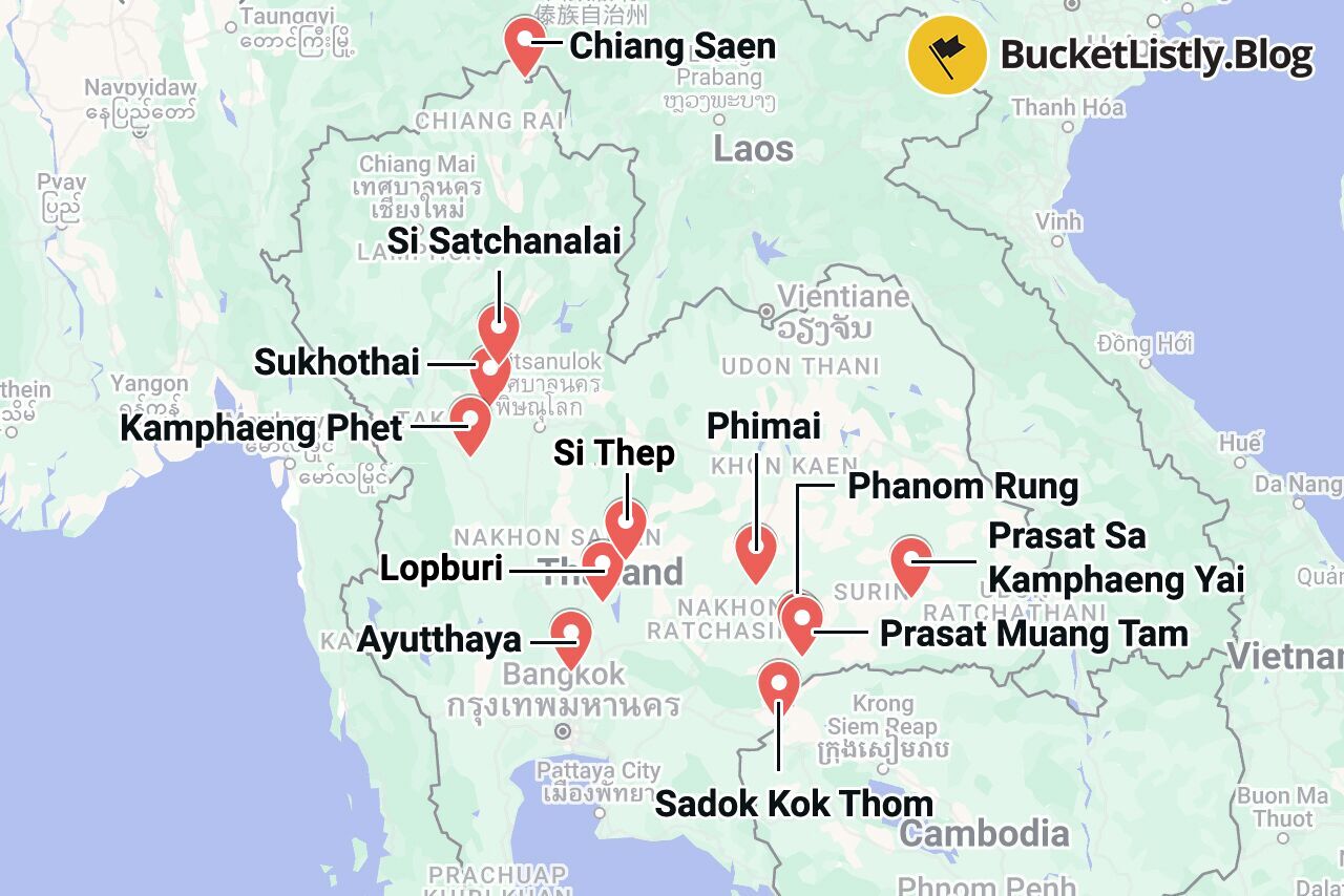 Thailand's Most Beautiful Historical Sites Map
