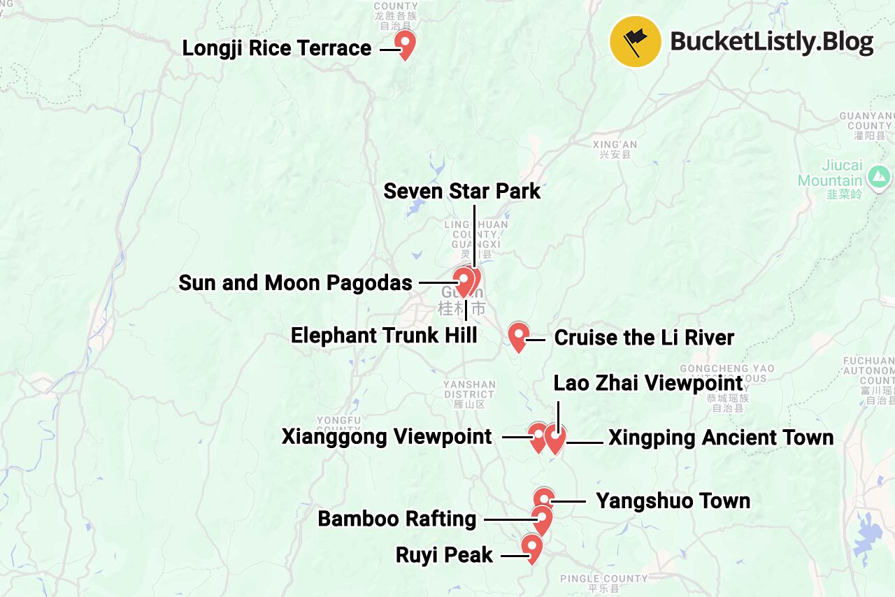 Guilin Things to Do Map
