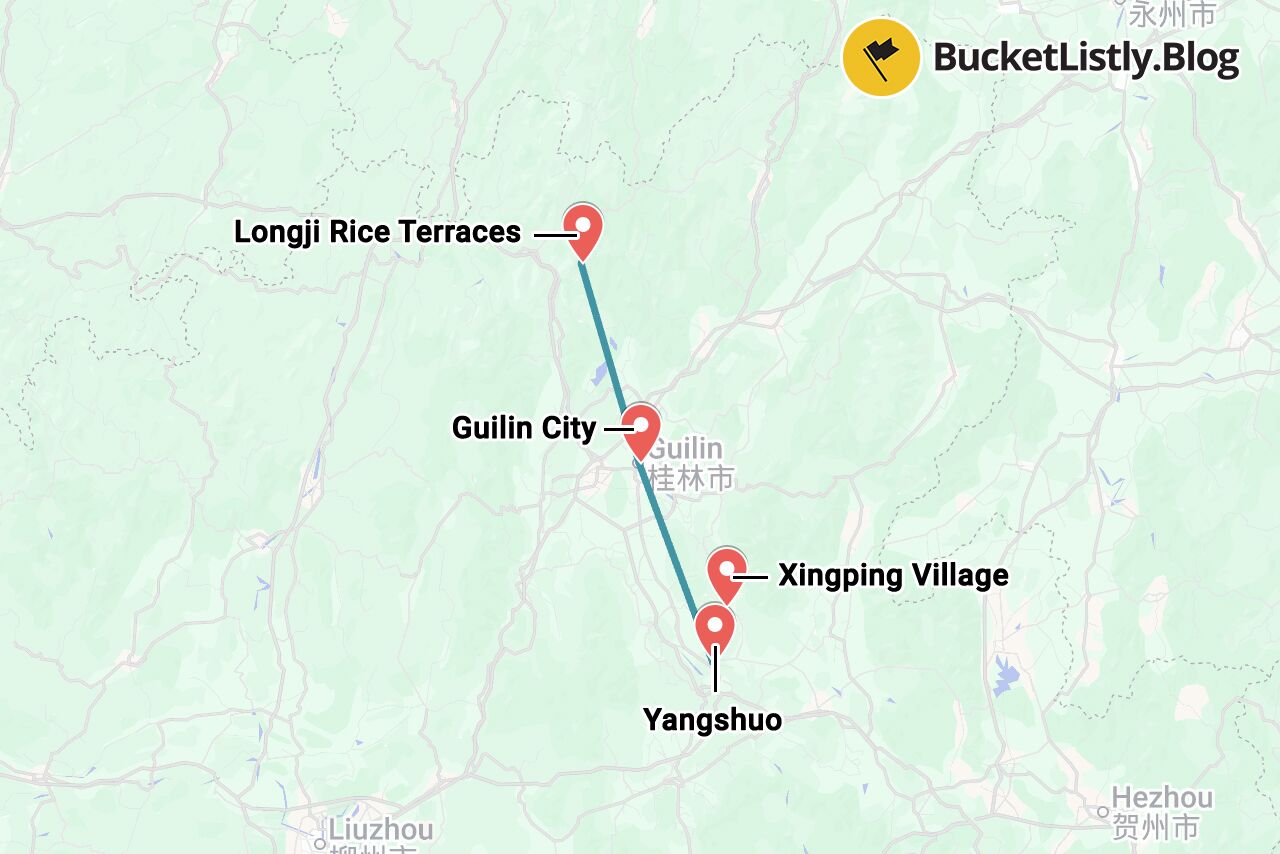 5-Day Guilin Itinerary Map