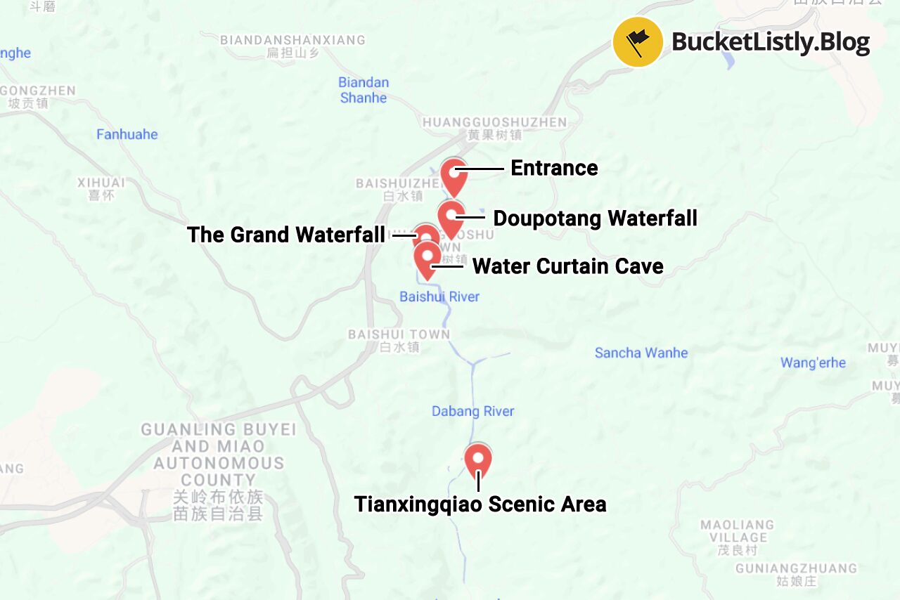 Huangguoshu Waterfall Points of Interest Map