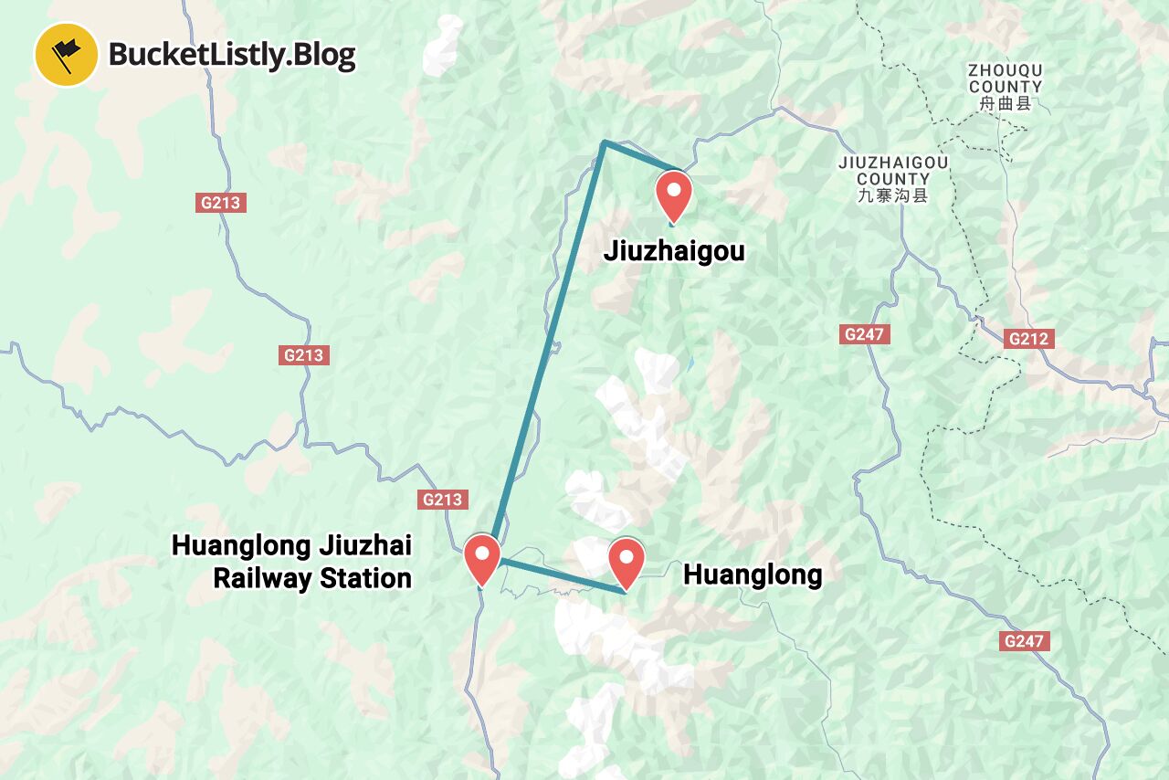 Jiuzhaigou and Huanglong Itinerary Map