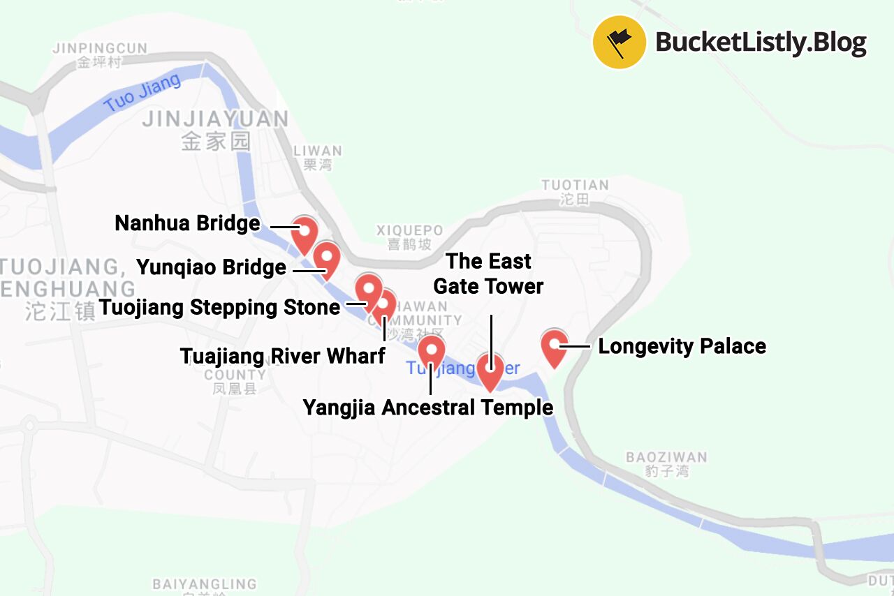 Fenghuang Ancient Town Things to Do Map