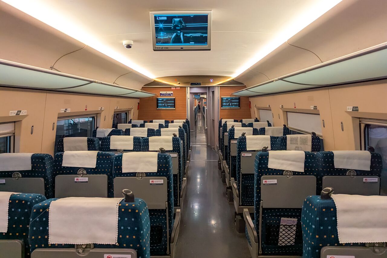 Inside high-speed train in China