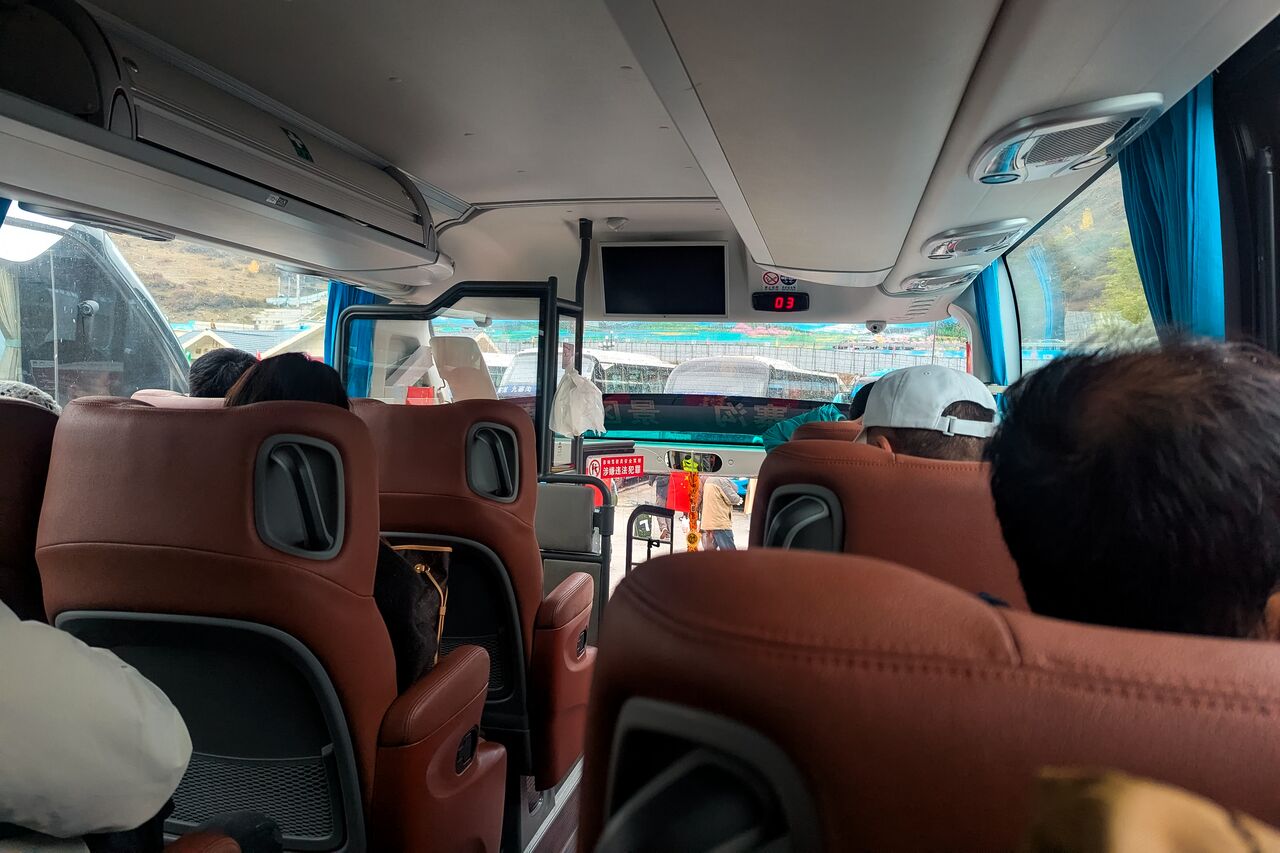 Inside bus in Huanglong