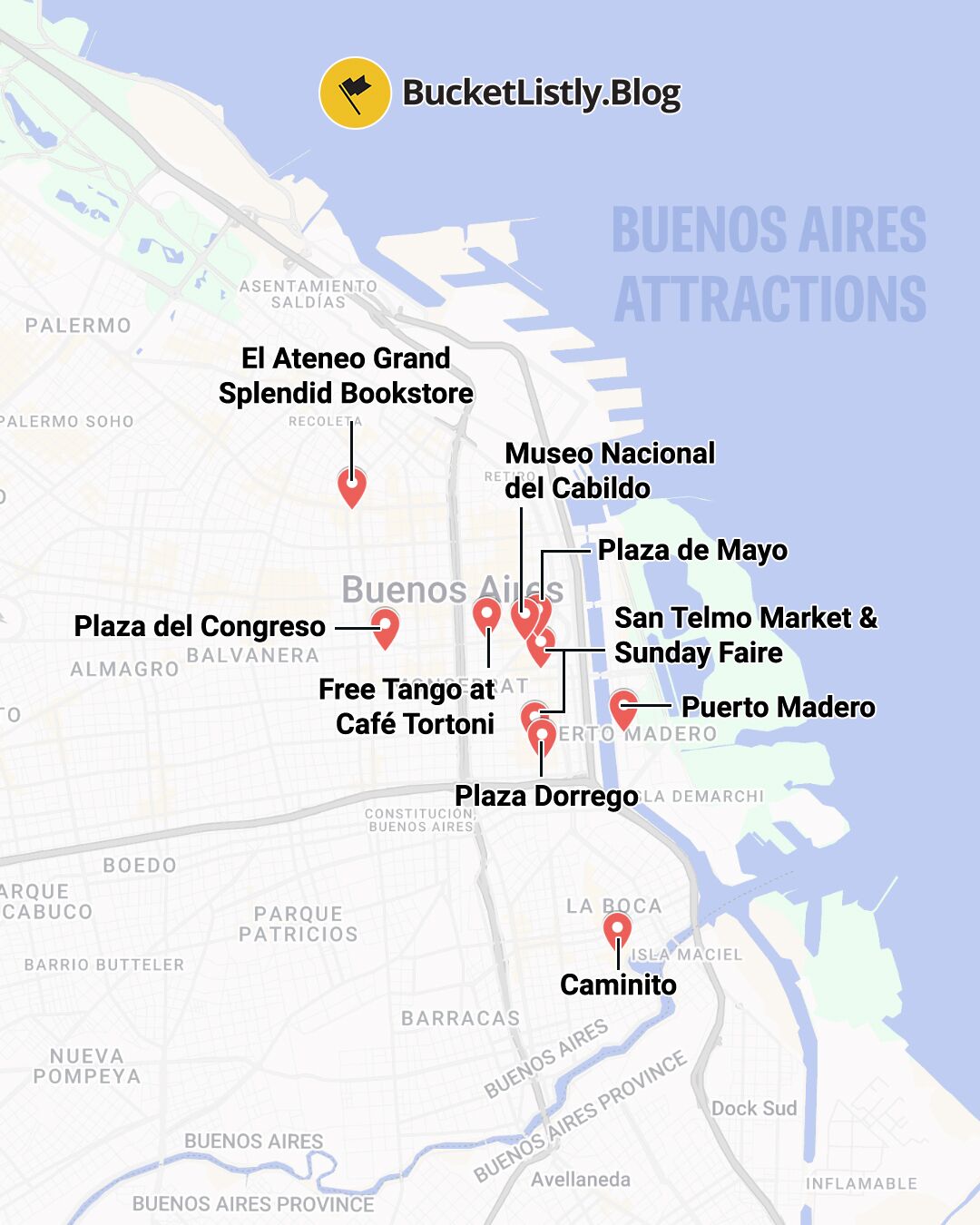 Buenos Aires Attractions Map