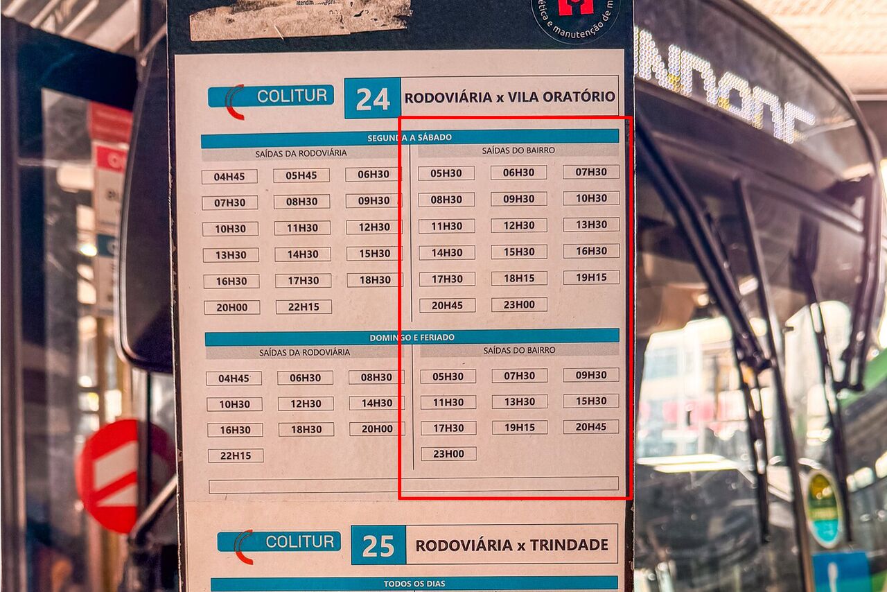 bus schedule to go back from Paria do Sono to Paraty