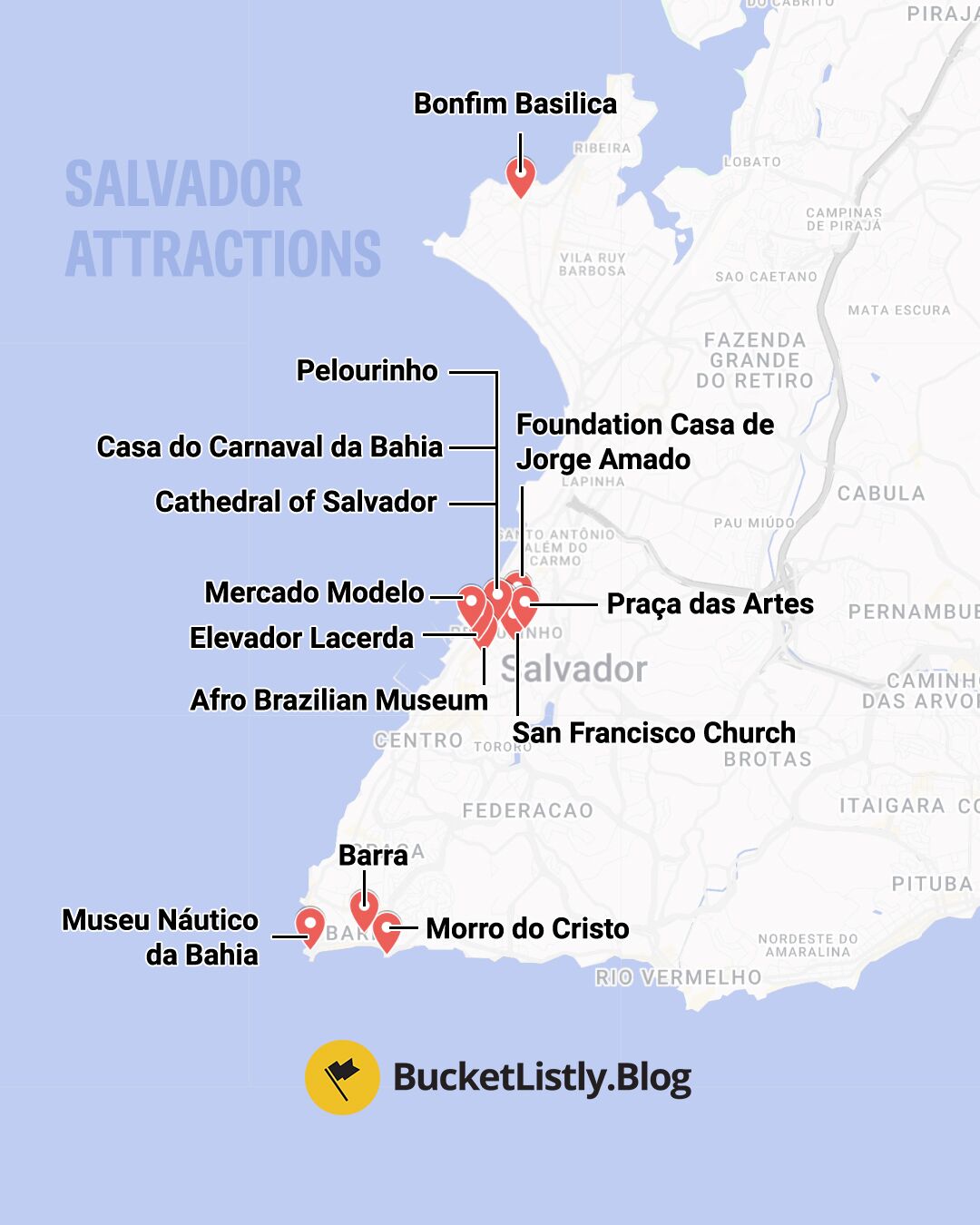 Map of the Best Places in Salvador