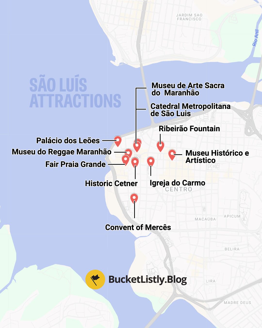 Map of Attractions in Sao Luis