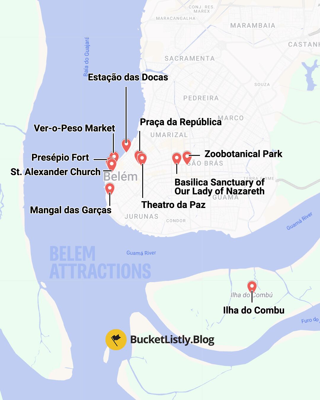 Map of Attractions in Belem