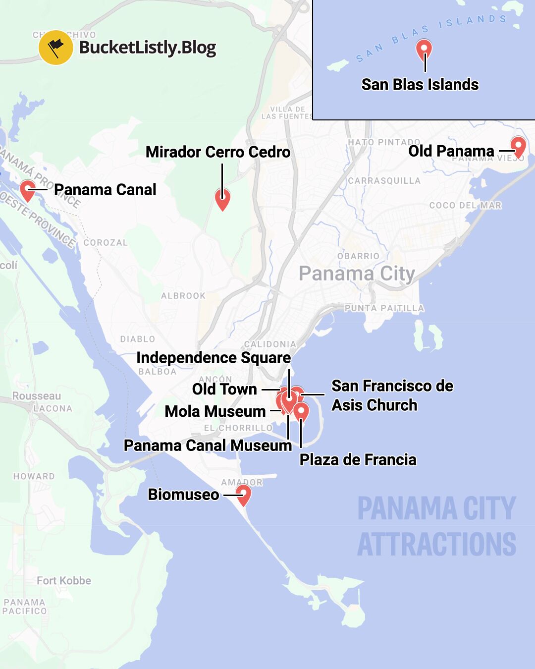 Map of Panama City's Attractions