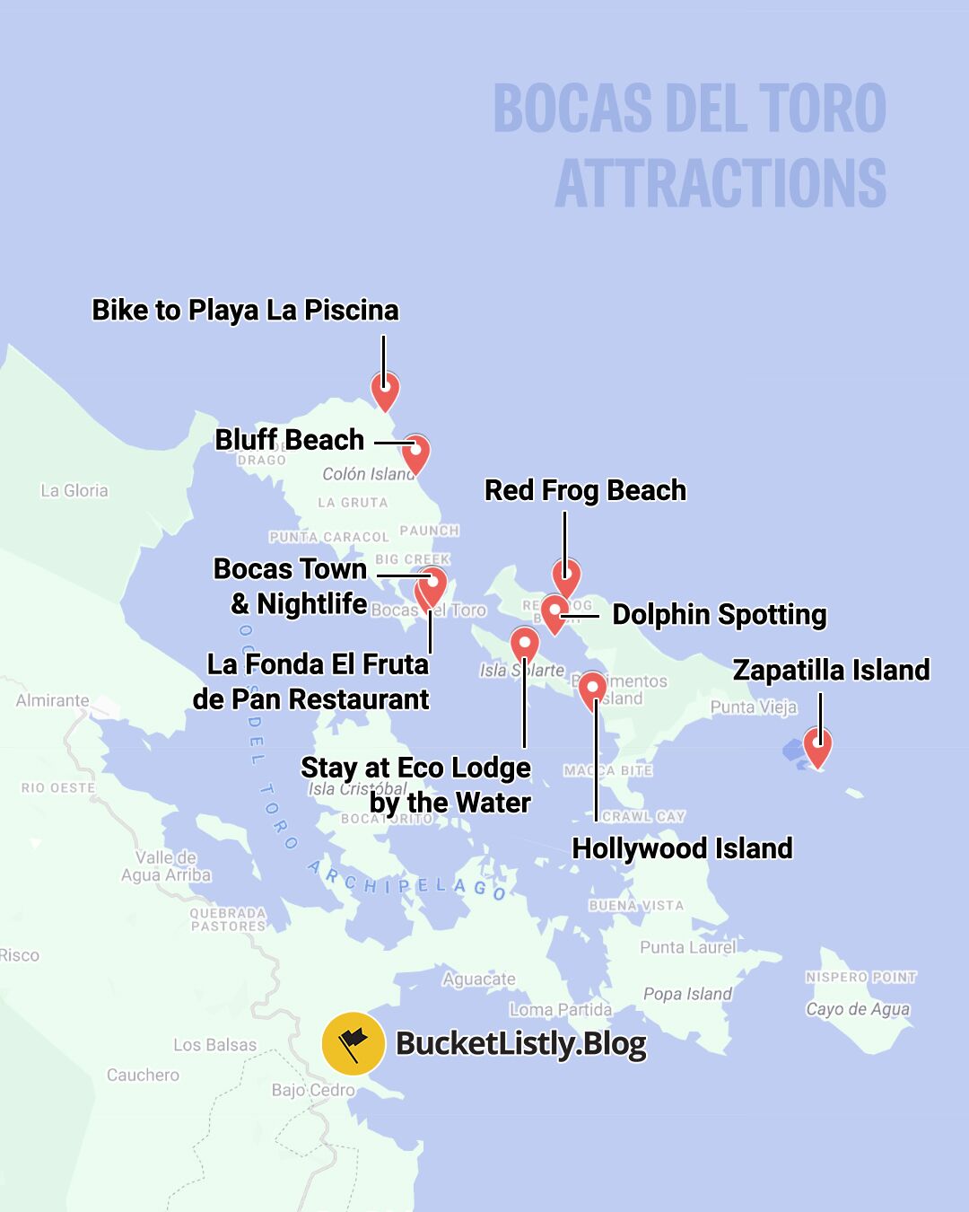 Map of Bocas del Toro's Attractions