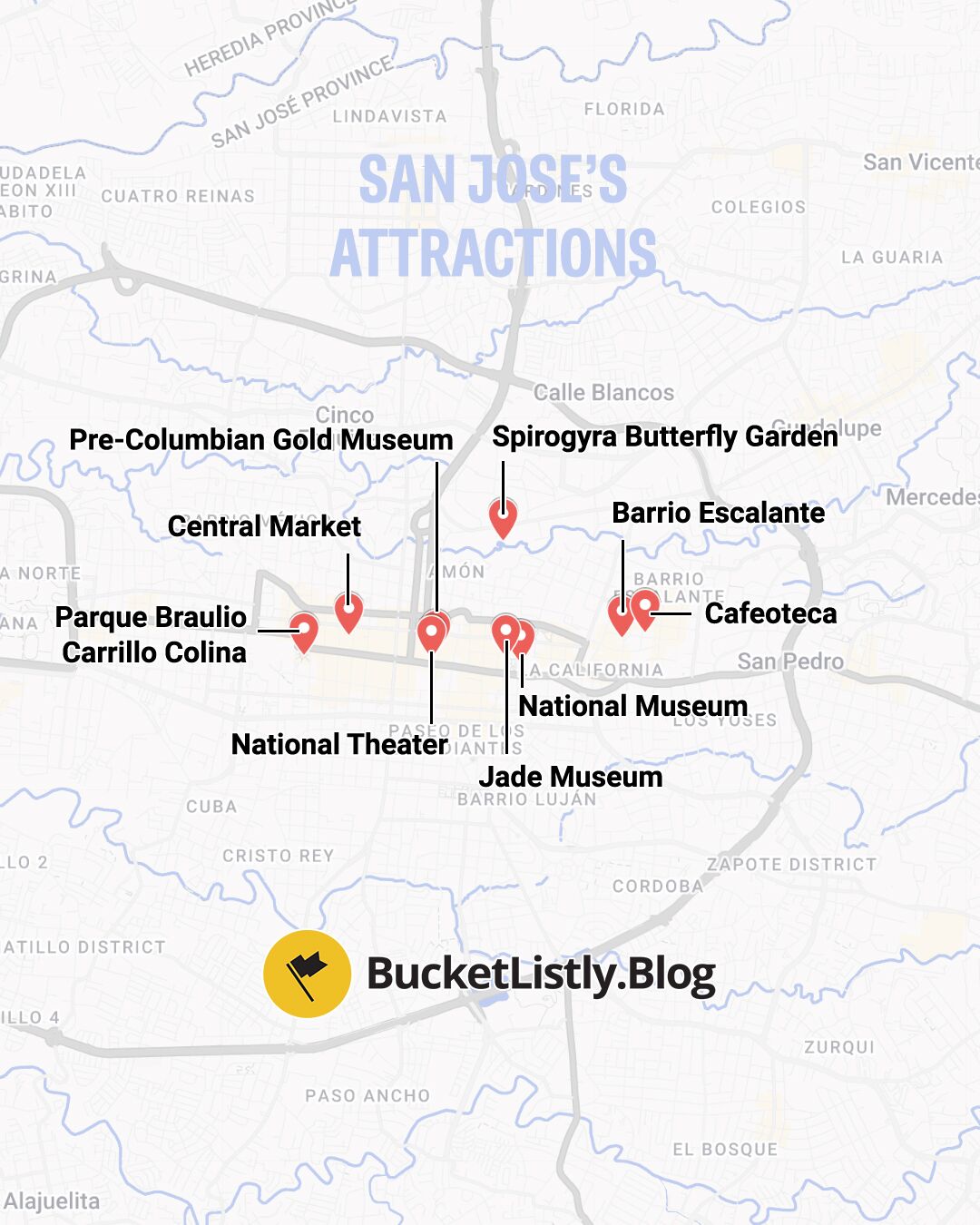 Map of San Jose's Attractions