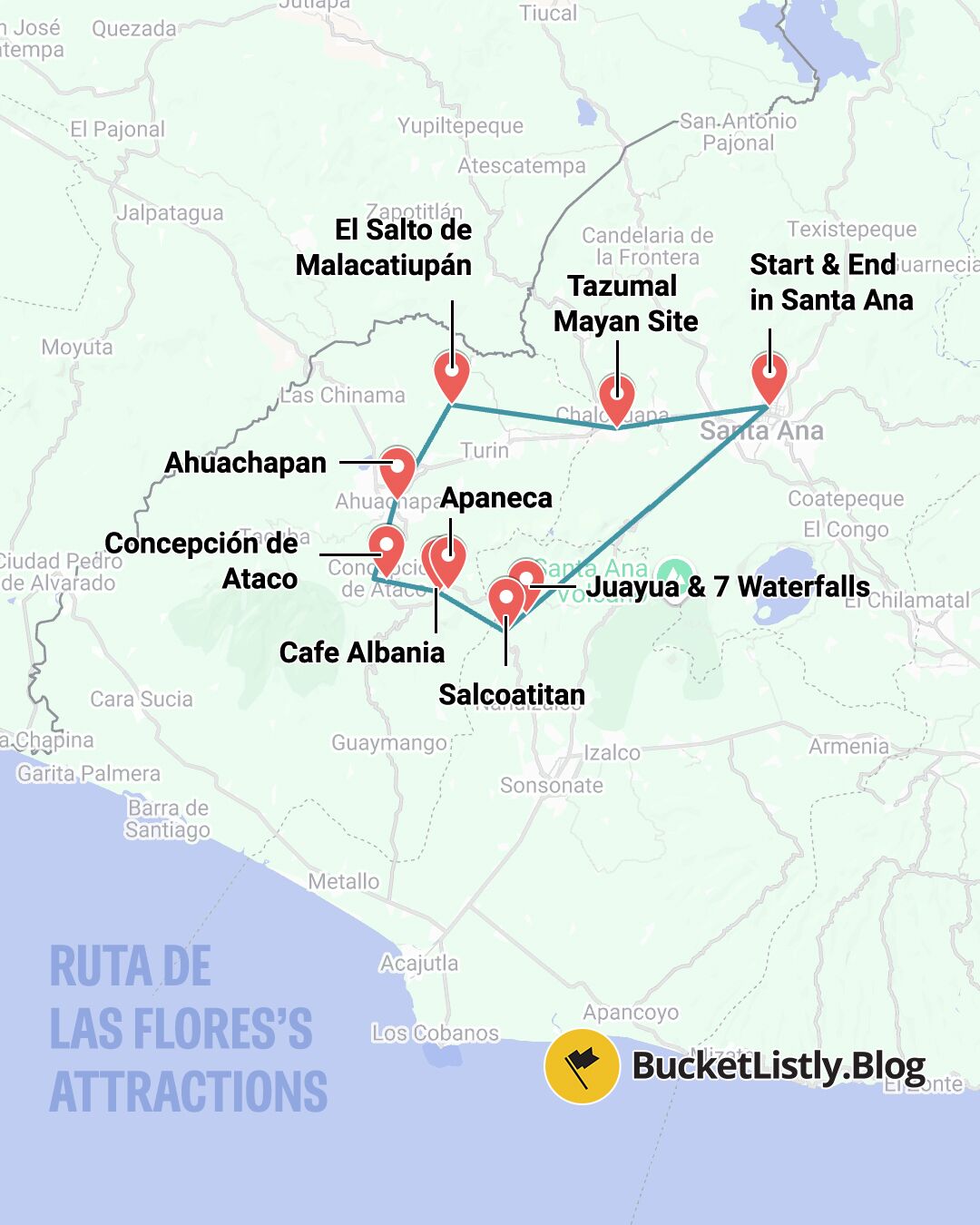 Map of Ruta de las Flores's Attractions