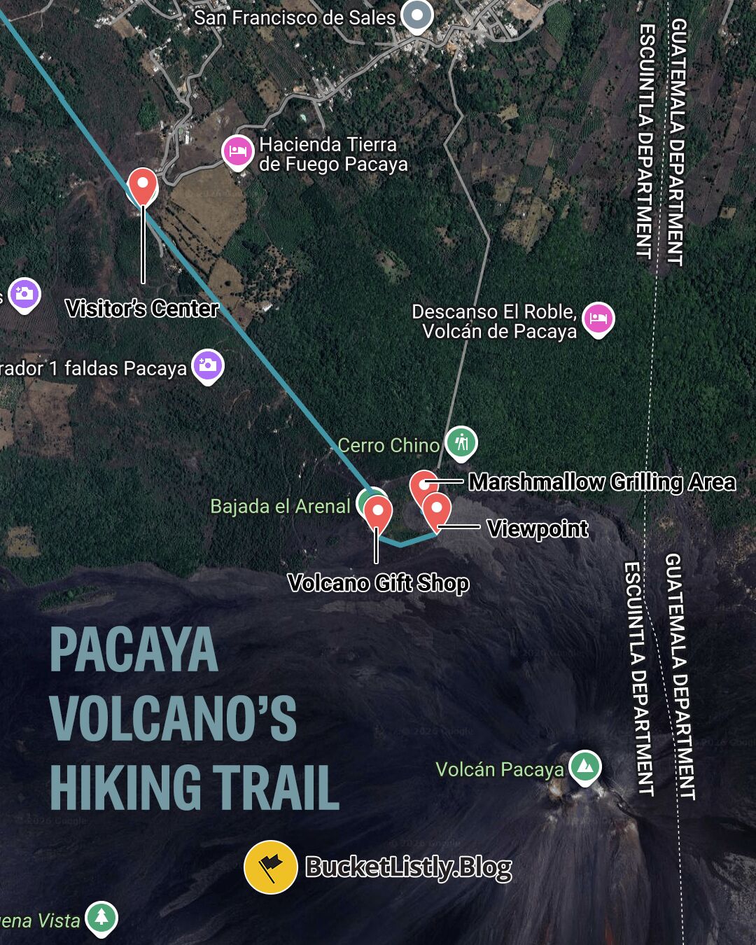Map of Pacaya Volcano's Hike