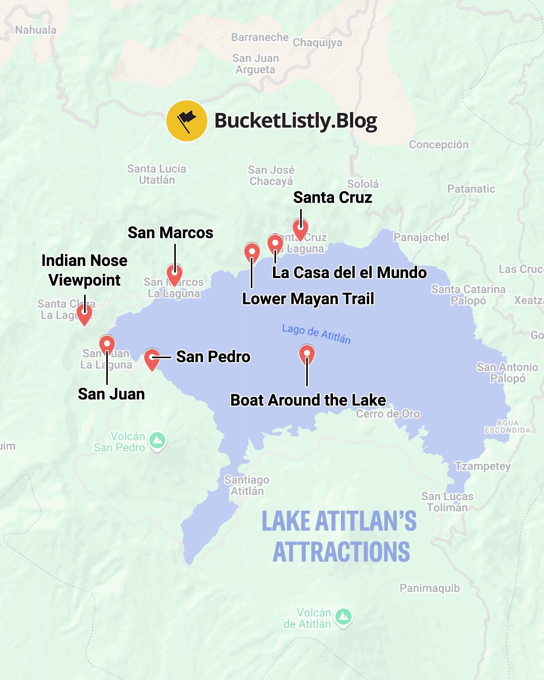 Map of Lake Atitlan's Attractions
