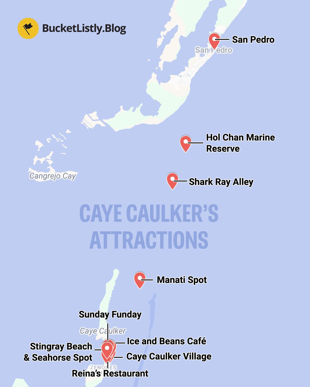 Map of Caye Caulker's Attractions