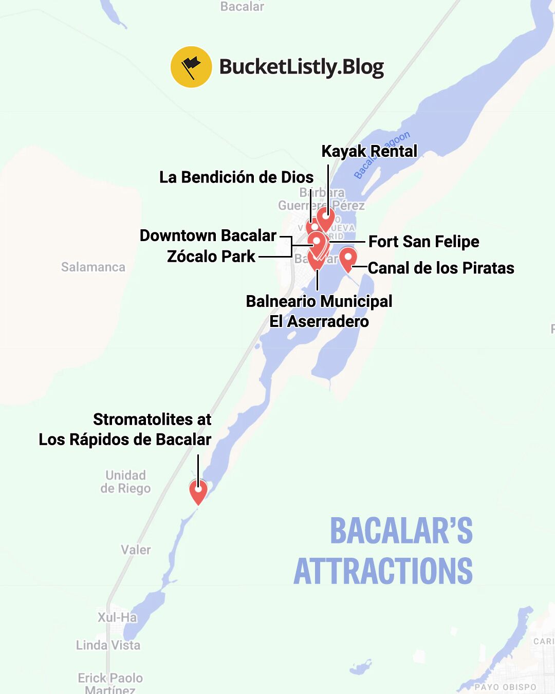 Map of Bacalar's Attractions