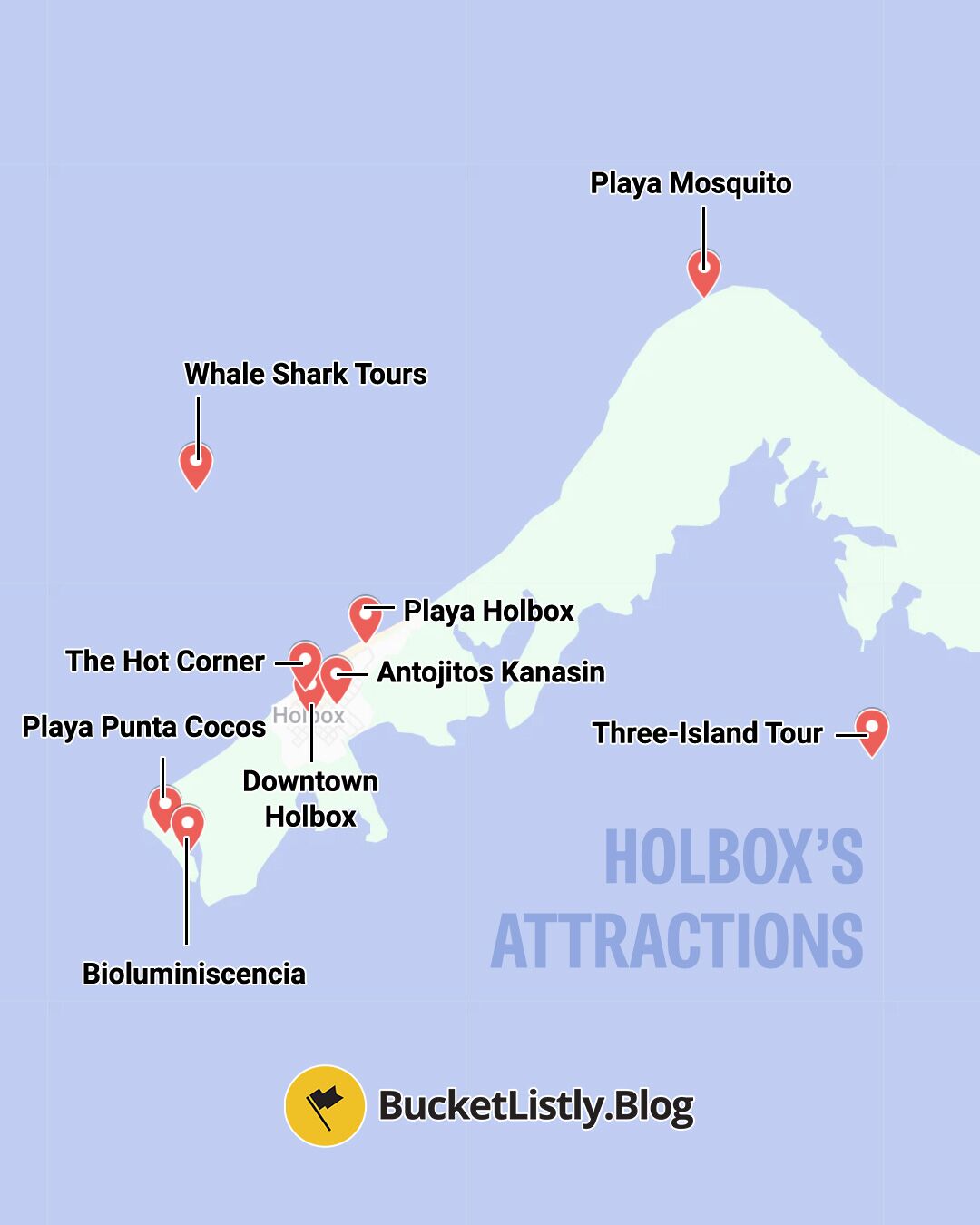 Map of Holbox's Attractions