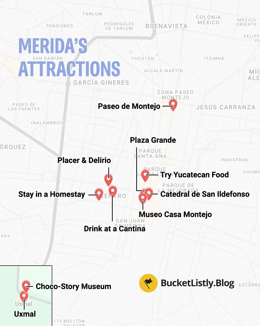 Map of Merida's Attractions