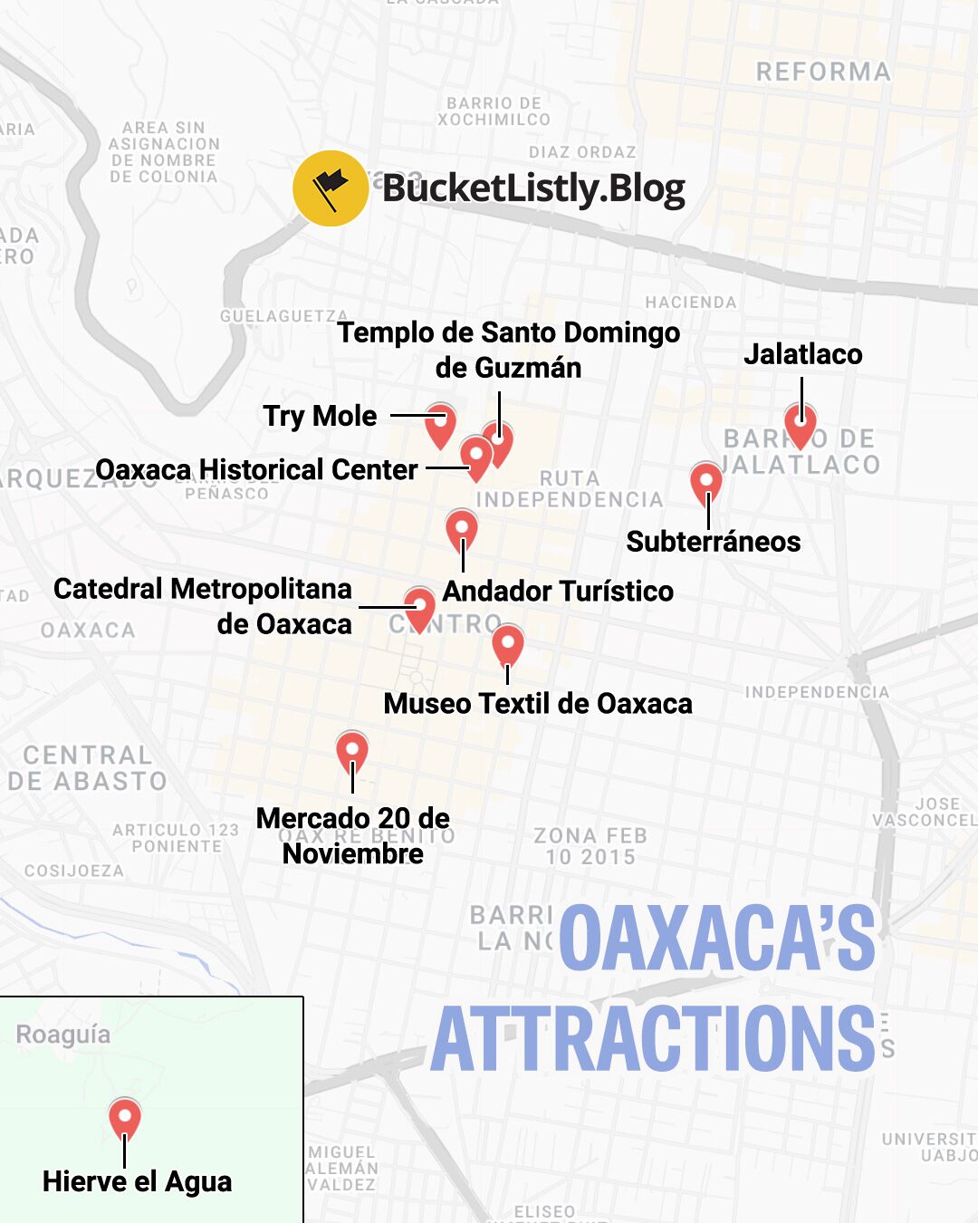 Map of Oaxaca's Attractions