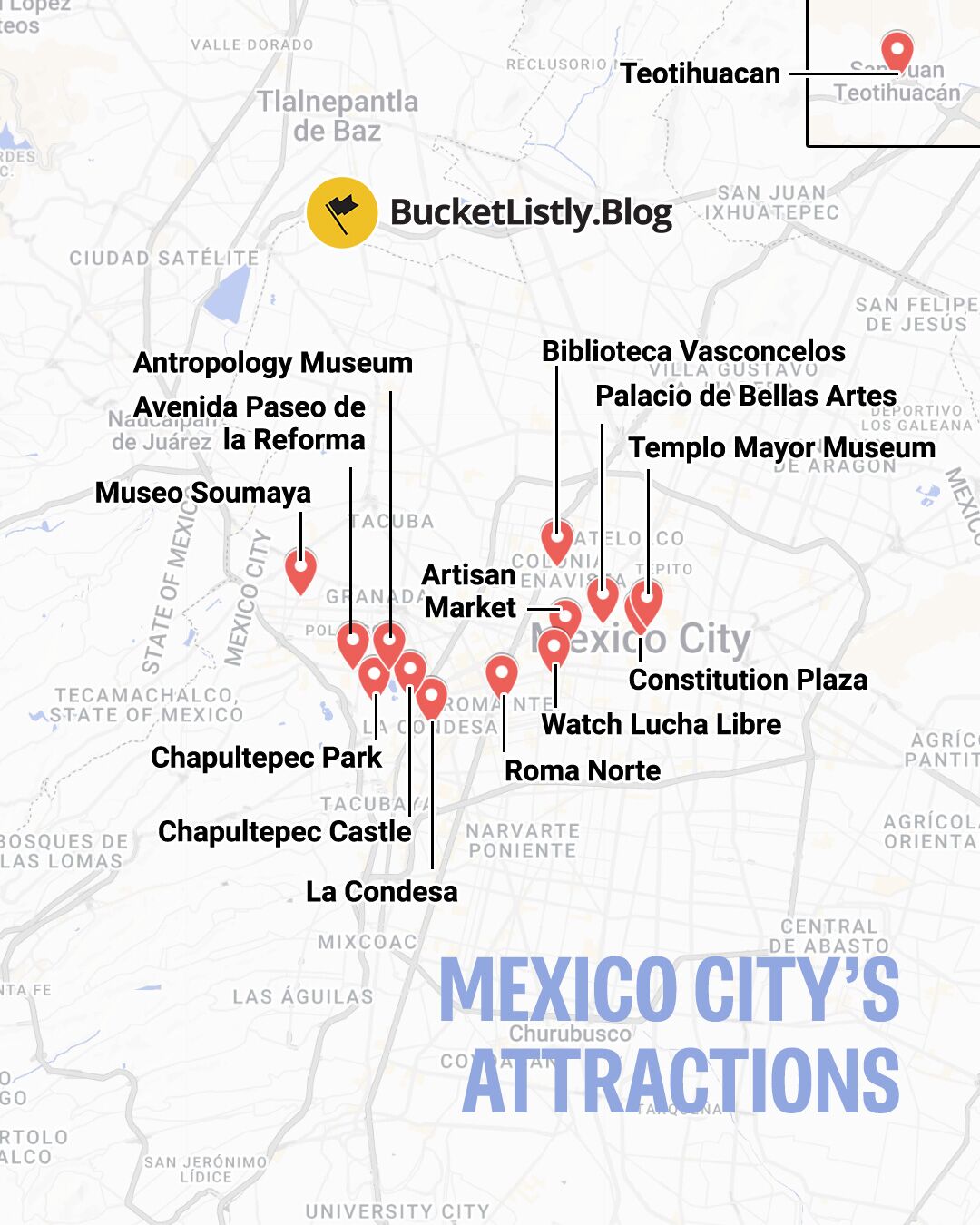 Map of Mexico City's Attractions
