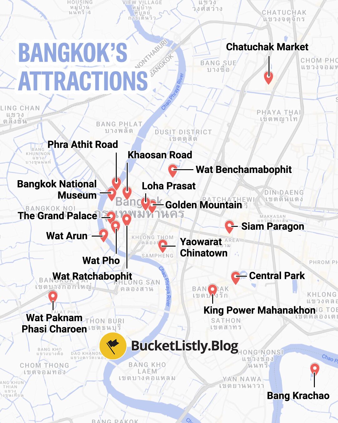 Bangkok Things To Do Itinerary Map