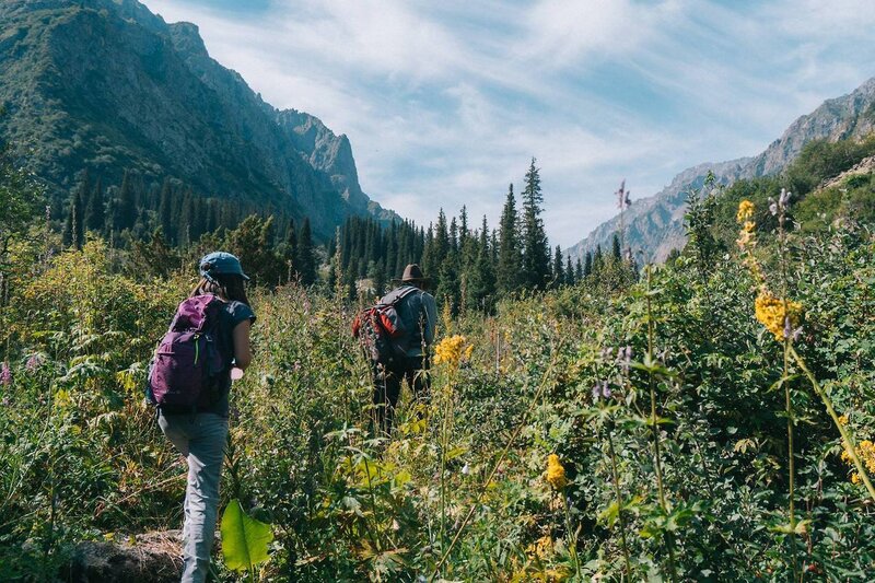 du kan gå till Ala Archa och vandra genom dalen och alpina skogen för en dag eller så kan du lite längre österut för en förändring i landskapet och vandra runt Konorchek Canyon