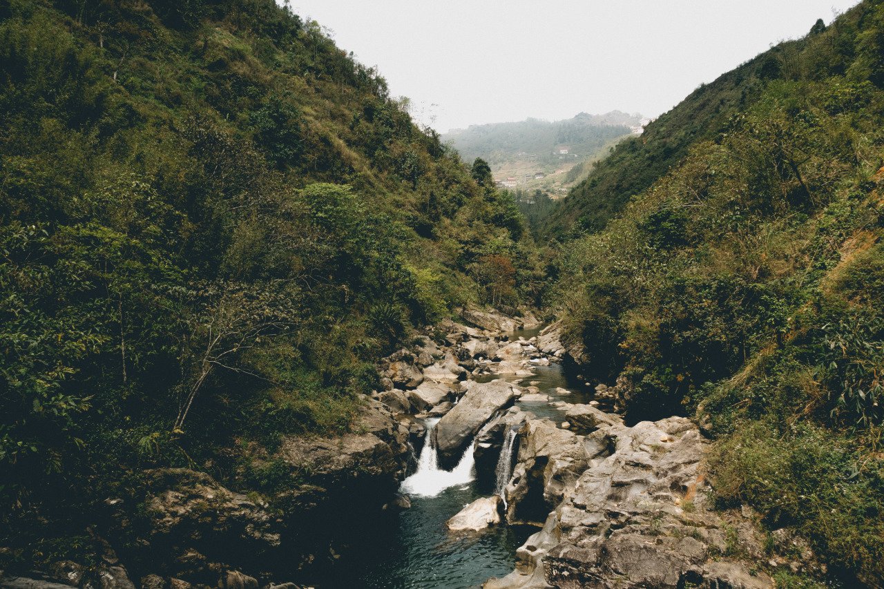 A small waterfall near Cat Cat Village in Sapa