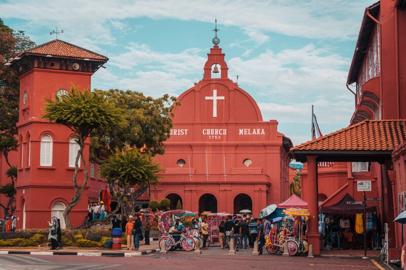 Stadthuys a Christ Church je jedním z nejvíce fotogenických míst v Melaka.