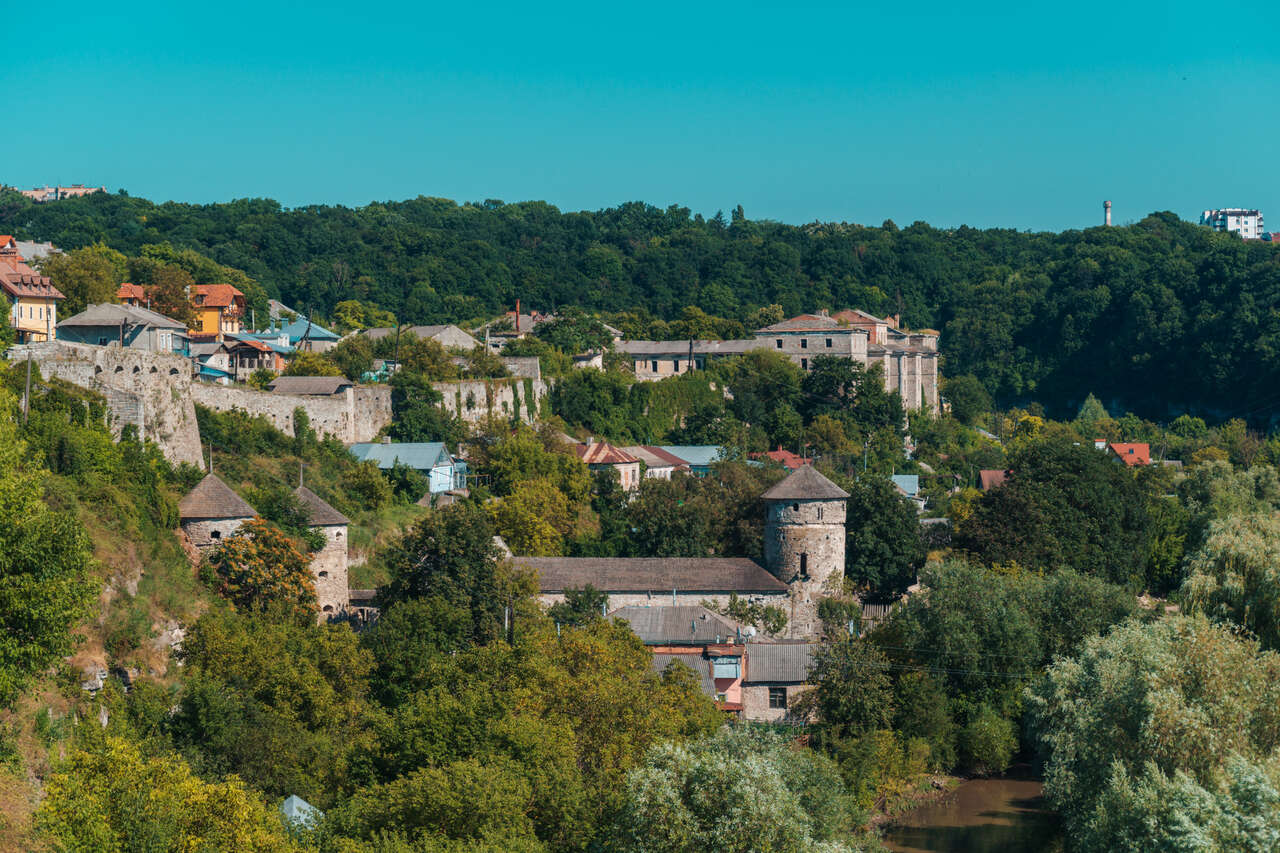 Many old stone structures in Kamianets-Podilskyi, Ukraine.