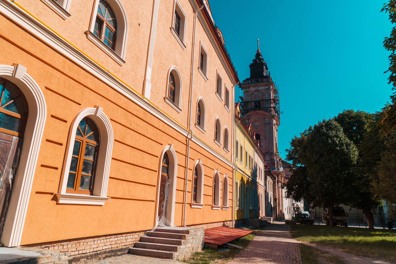 Another view of Dominican Monastery from the Town Hall in Kamianets-Podilskyi, Ukraine.