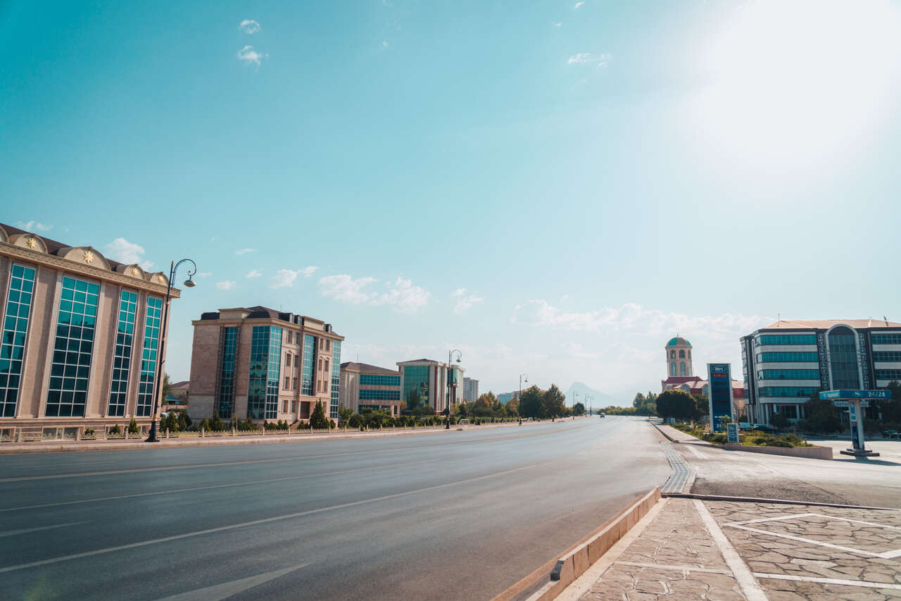 Nakhchivan empty road in Azerbaijan.