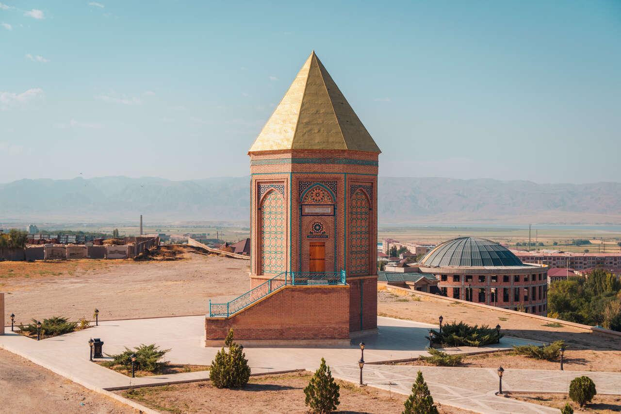 The front of Noah's Mausoleum in Nakhchivan, Azerbaijan.