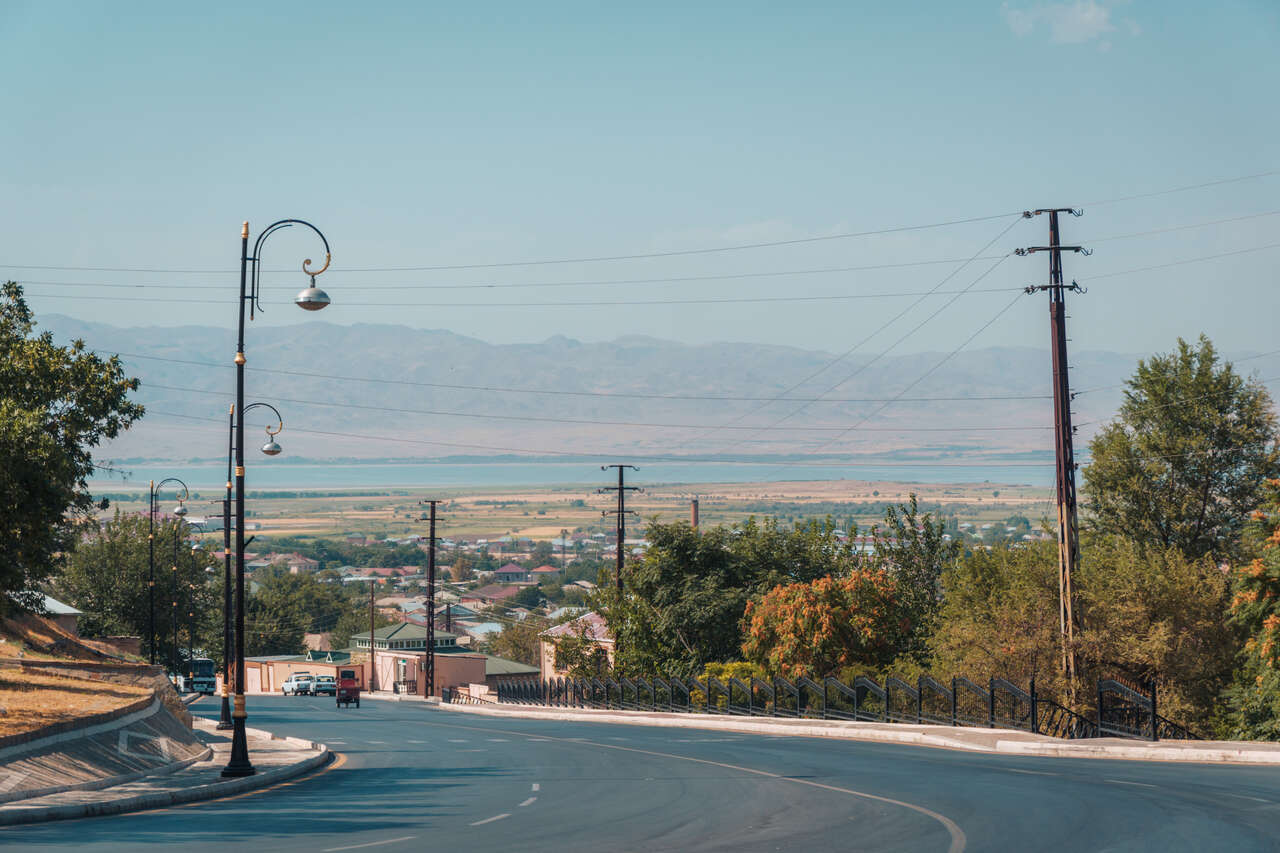 A curve empty road in Nakhchivan, Azerbaijan.