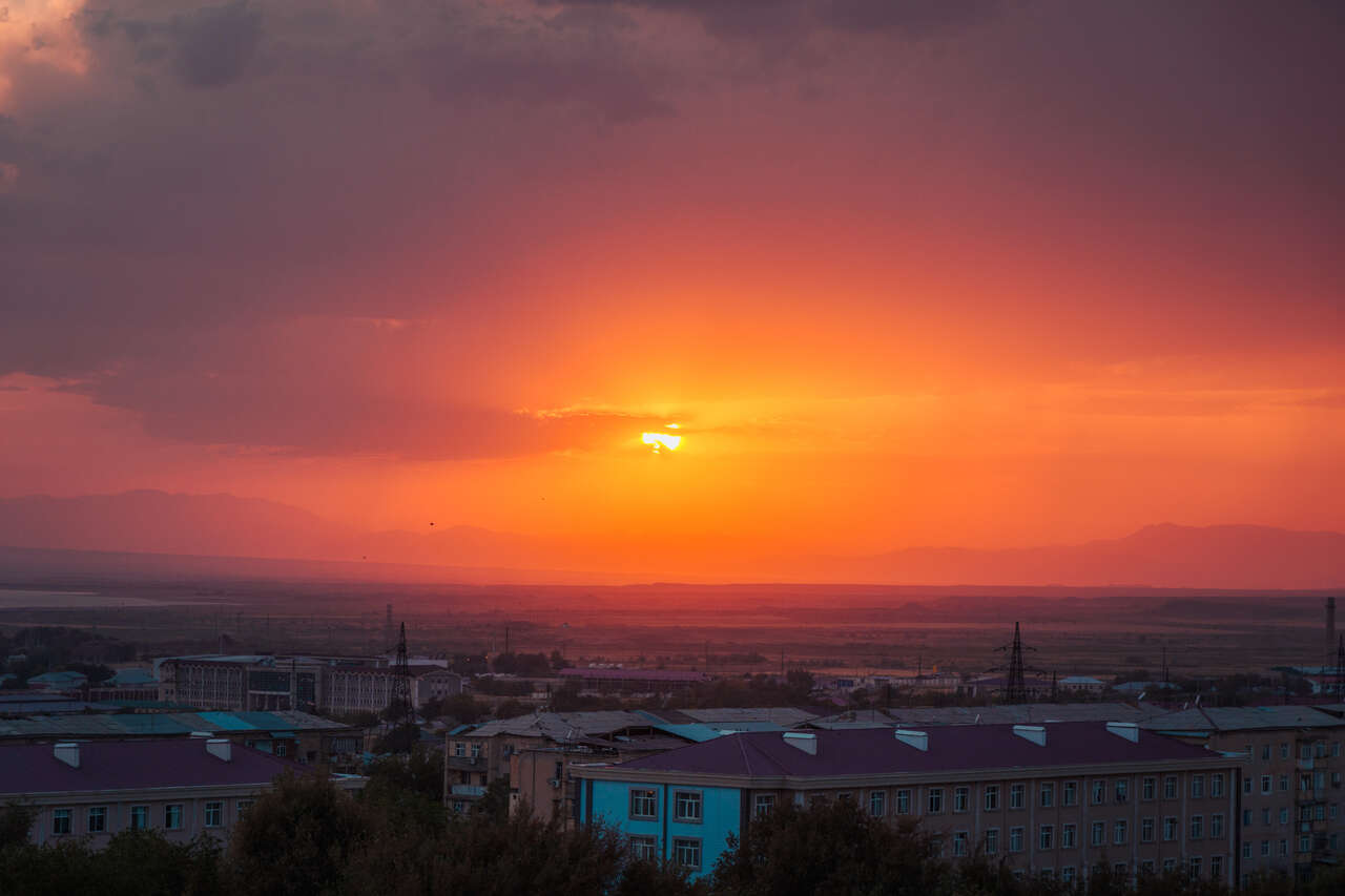 The sunset from Yezidabad Castle in Nakhchivan, Azerbaijan.