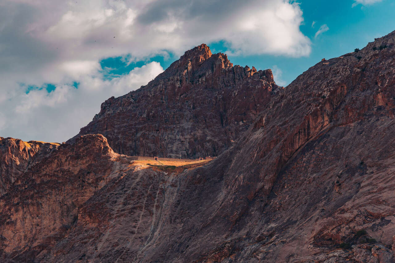 Alinja Castle on top of Alinja Mountain as seen from the road in Nakhchivan, Azerbaijan.