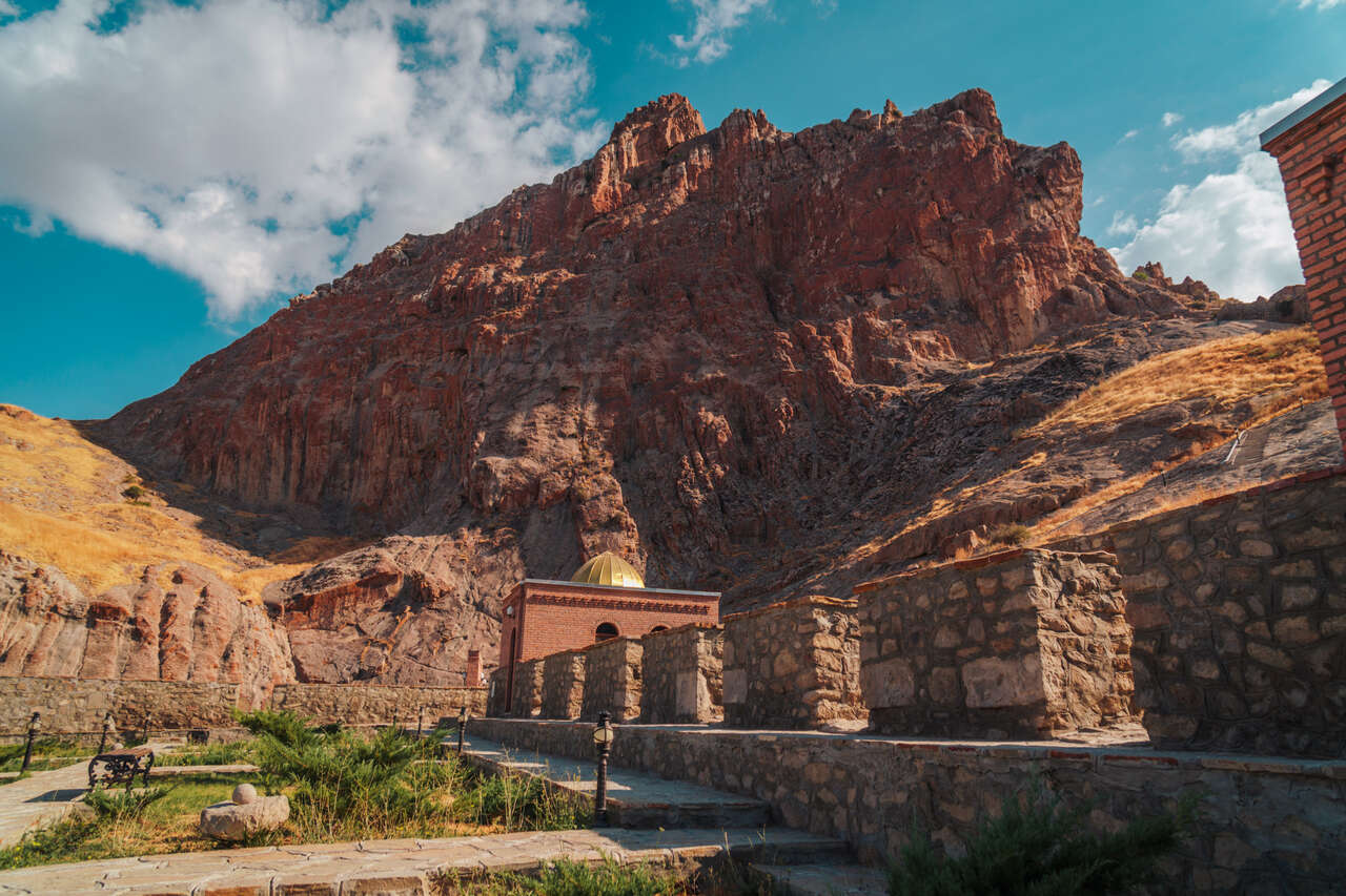 The Alinja mountain as seen from Alinja Castle in Nakhchivan, Azerbaijan.