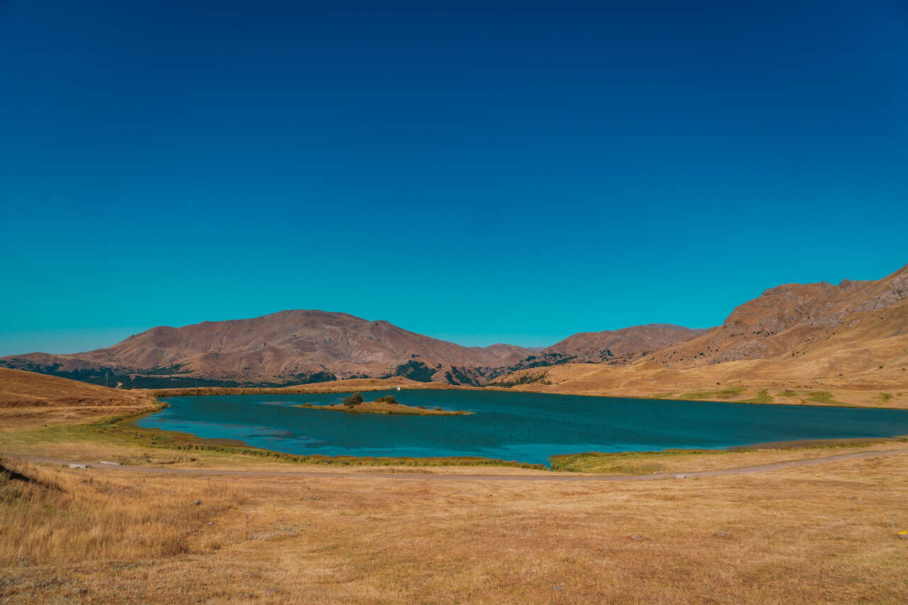 Batabat Lake from a hill nearby in Nakhchivan, Azerbaijan.