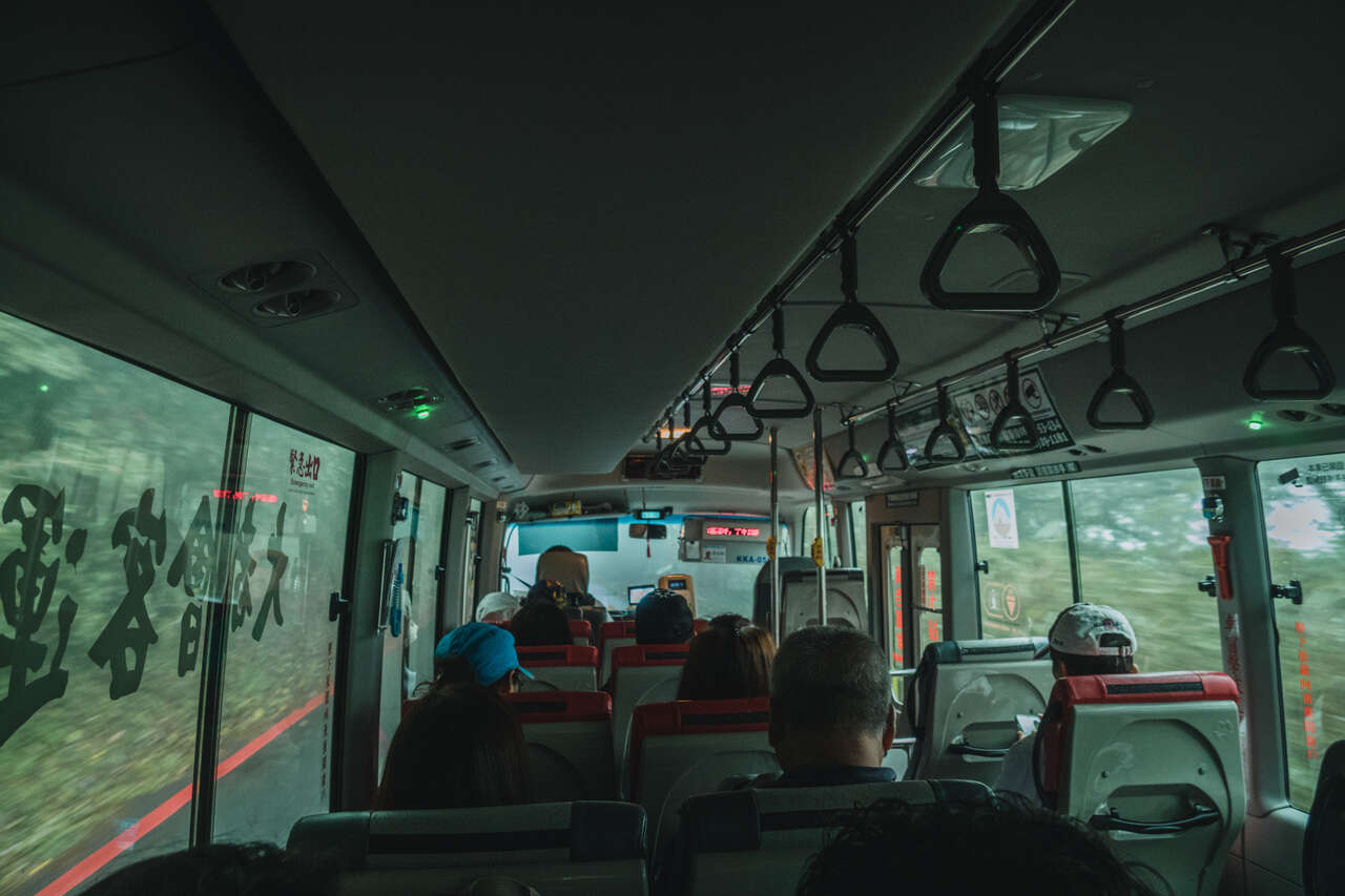 The interior of buses to Yamgmingshan in Taipei, Taiwan