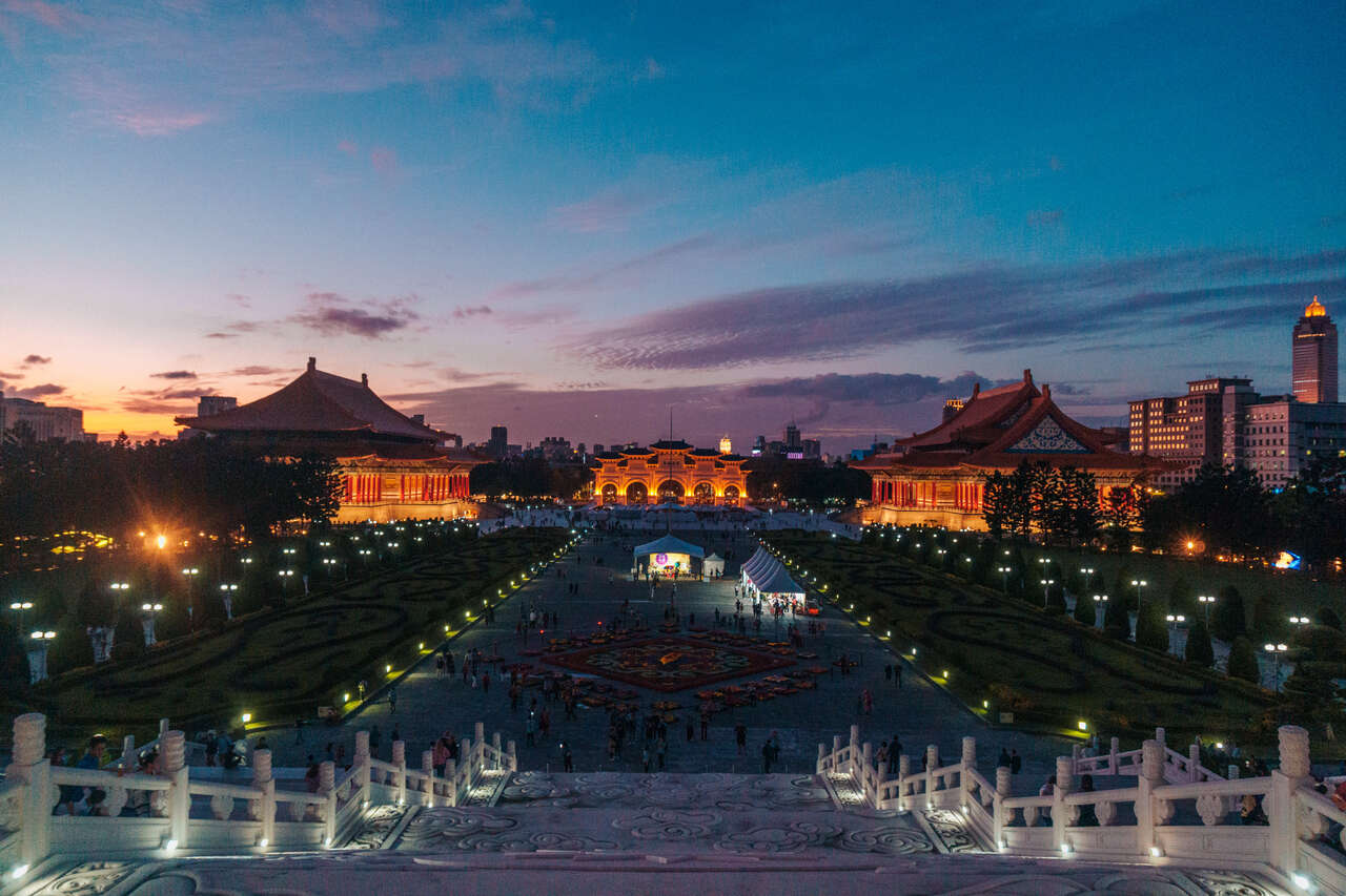 Liberty Square at night in Taipei, Taiwan.